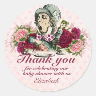 Vintage-Alice-im-Wunderland-Teeparty-individuelle- Runder Aufkleber