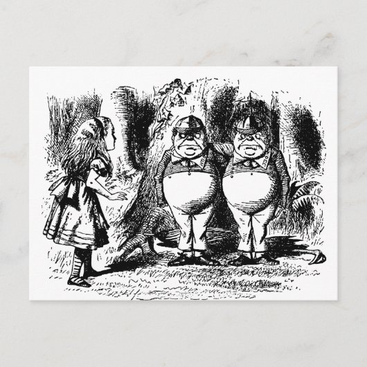 Vintage Alice im Wunderland, Tweedledum Tweedledee Postkarte (Vorderseite)