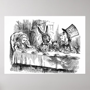 Vintage-Alice-im-Wunderland-Verrückter-Hütter-Tee- Poster