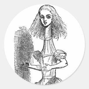 Vintage Alice im Wunderland von Tenniel Runder Aufkleber