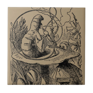 Vintage Alice im Wunderland Wasserpfeife Raupe Fliese
