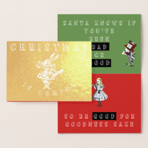 Vintage Alice im Wunderland Weihnachtskarte Folienkarte