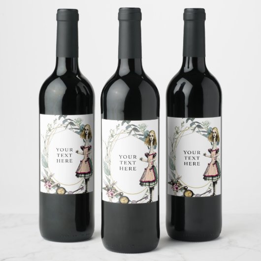 Vintage Alice im Wunderland Weinetikett (Flaschen)