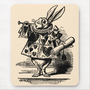 Vintage-Alice-im-Wunderland-Weißer-Hase-als-Herold Mousepad