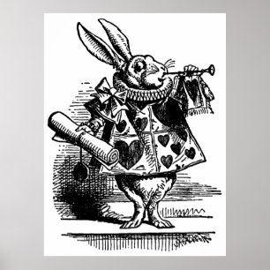 Vintage Alice im Wunderland weißer Hase als Herold Poster