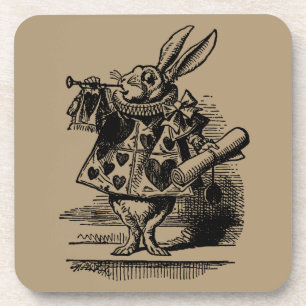 Vintage-Alice-im-Wunderland-Weißer-Hase-als-Herold Untersetzer