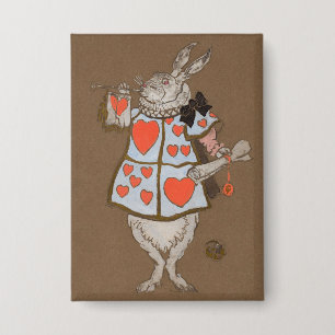 Vintage Alice im Wunderland Weißer Hase Herold Button