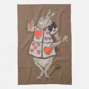 Vintage Alice im Wunderland Weißer Hase Herold Geschirrtuch