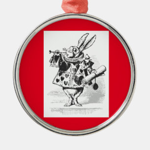 Vintage-Alice-im-Wunderland-Weißer-Hasen-Schmuck Ornament Aus Metall