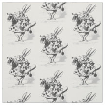 Vintage-Alice-im-Wunderland-Weißer-Kaninchen-Stoff