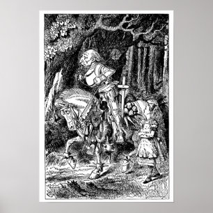 Vintage Alice im Wunderland Weißer Ritter am Pferd Poster
