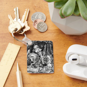 Vintage Alice im Wunderland Weißer Ritter am Pferd Schlüsselanhänger