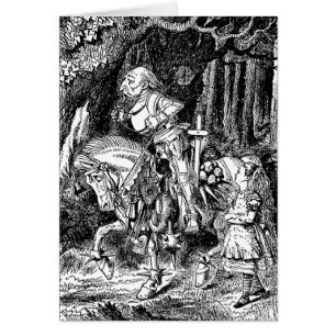 Vintage Alice im Wunderland Weißer Ritter auf Pfer