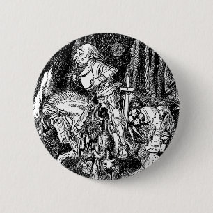 Vintage Alice im Wunderland Weißer Ritter auf Pfer Button