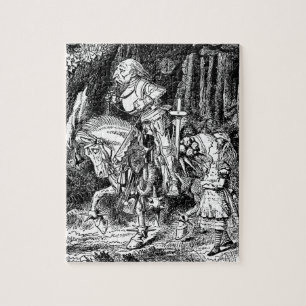 Vintage Alice im Wunderland Weißer Ritter auf Pfer Puzzle