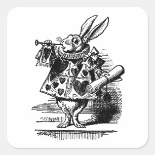 Vintage Alice im Wunderland Weißes Kaninchen als H Quadratischer Aufkleber
