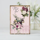 Vintage Alice im Wunderland Weißes Kaninchen Dankeskarte (Stehend Vorderseite)