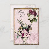 Vintage Alice im Wunderland Weißes Kaninchen Dankeskarte (Vorne/Hinten)