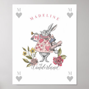 Vintage Alice im Wunderland   Weißes Kaninchen Flo Poster