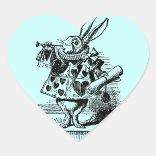 Vintage Alice im Wunderland Weißes Kaninchen Herz-Aufkleber