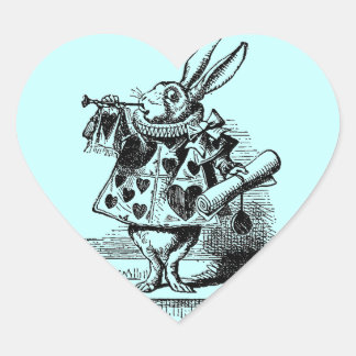 Vintage Alice im Wunderland Weißes Kaninchen Herz-Aufkleber