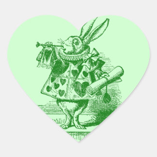 Vintage Alice im Wunderland Weißes Kaninchen Herz-Aufkleber