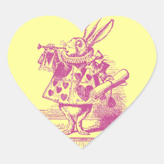 Vintage Alice im Wunderland Weißes Kaninchen Herz-Aufkleber