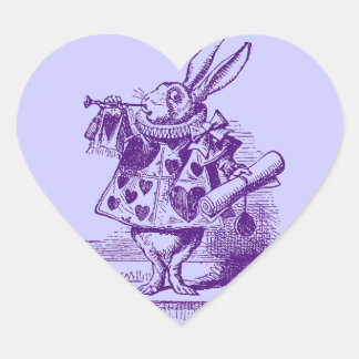 Vintage Alice im Wunderland Weißes Kaninchen Herz-Aufkleber