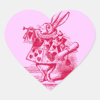 Vintage Alice im Wunderland Weißes Kaninchen Herz-Aufkleber