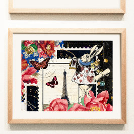 Vintage Alice im Wunderland Weißes Kaninchen Poster