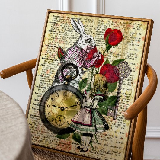 Vintage Alice im Wunderland Weißes Kaninchen Poster