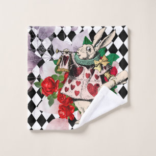 Vintage Alice im Wunderland Weißes Kaninchen Waschlappen