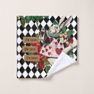 Vintage Alice im Wunderland Weißes Kaninchen Waschlappen