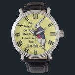 Vintage Alice im Wunderland Weißes Kaninchenangebo Armbanduhr<br><div class="desc">Vintage Alice im Wunderland Zitat-Uhr - Oh mein lieber, verpassen Sie diese nicht! Diese Uhr ist voller Charme und Charakter und wird vom weißen Kaninchen aus dem Buch der Alice im Wunderland inspiriert. Diese phantastische Armbanduhr zeigt das weiße Kaninchen in der klassischen Szene, wo er seine Uhr anschaut und sagt:...</div>
