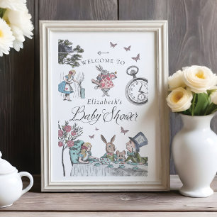 Vintage Alice im Wunderland Willkommen Baby Shower Poster