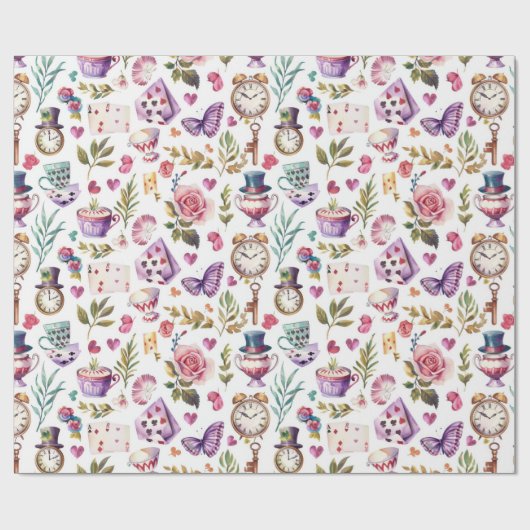 Vintage Alice in Wonderland Leimschnitt Geschenkpapier (Flach)