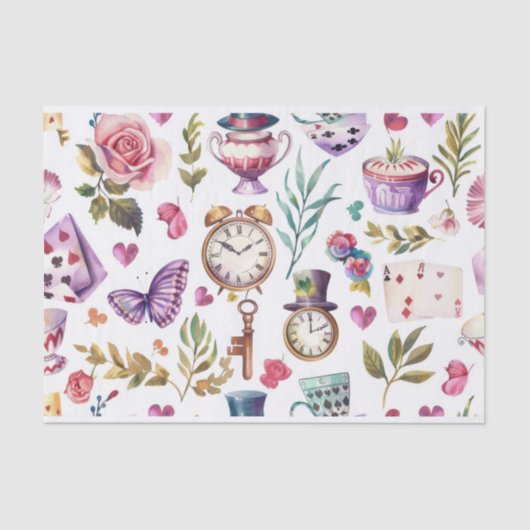 Vintage Alice in Wonderland Leimschnitt Seidenpapier (Vorderseite)