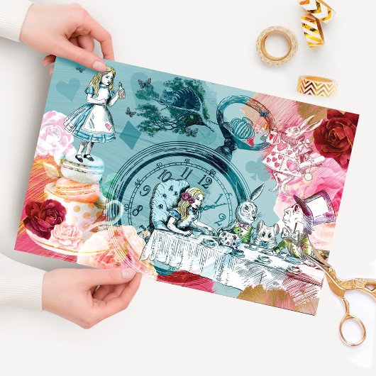 Vintage Alice in Wonderland Leimschnitt Seidenpapier