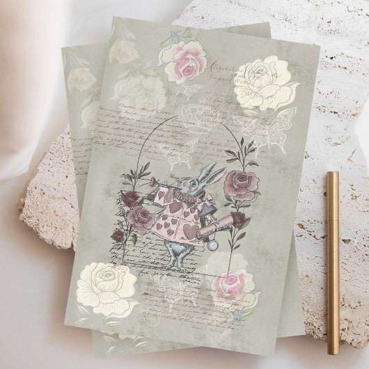 Vintage Alice in Wonderland Leimschnitt Seidenpapier