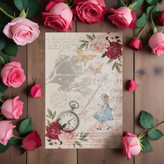 Vintage Alice in Wonderland Leimschnitt Seidenpapier