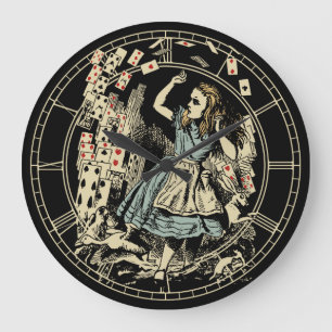 Vintage-Alice-Karten fliegen Große Wanduhr