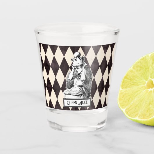Vintage Alice mit Crown Harlequin Schnapsglas (Vorderseite)