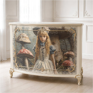 Vintage Alice Surrealer Pilzwald Panorama Seidenpapier