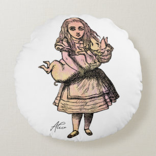 Vintage Alice und Schwein Rundes Kissen