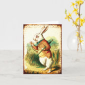 Vintage Alice, weißes Kaninchen Karte (Gelbe Blume)