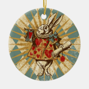 Vintage Alice Weißes Kaninchen Keramik Ornament