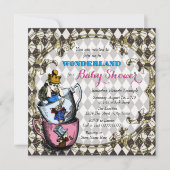 Vintage Alice Wonderland Babydusche Einladung (Vorderseite)