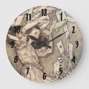 Vintage Alices Abenteuer in Wonderland von Rackham Große Wanduhr