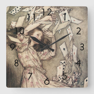 Vintage Alices Abenteuer in Wonderland von Rackham Quadratische Wanduhr