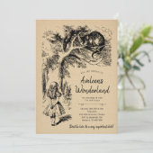 Vintage Alice's Adventures in Wonderland Geburtsta Einladung (Stehend Vorderseite)